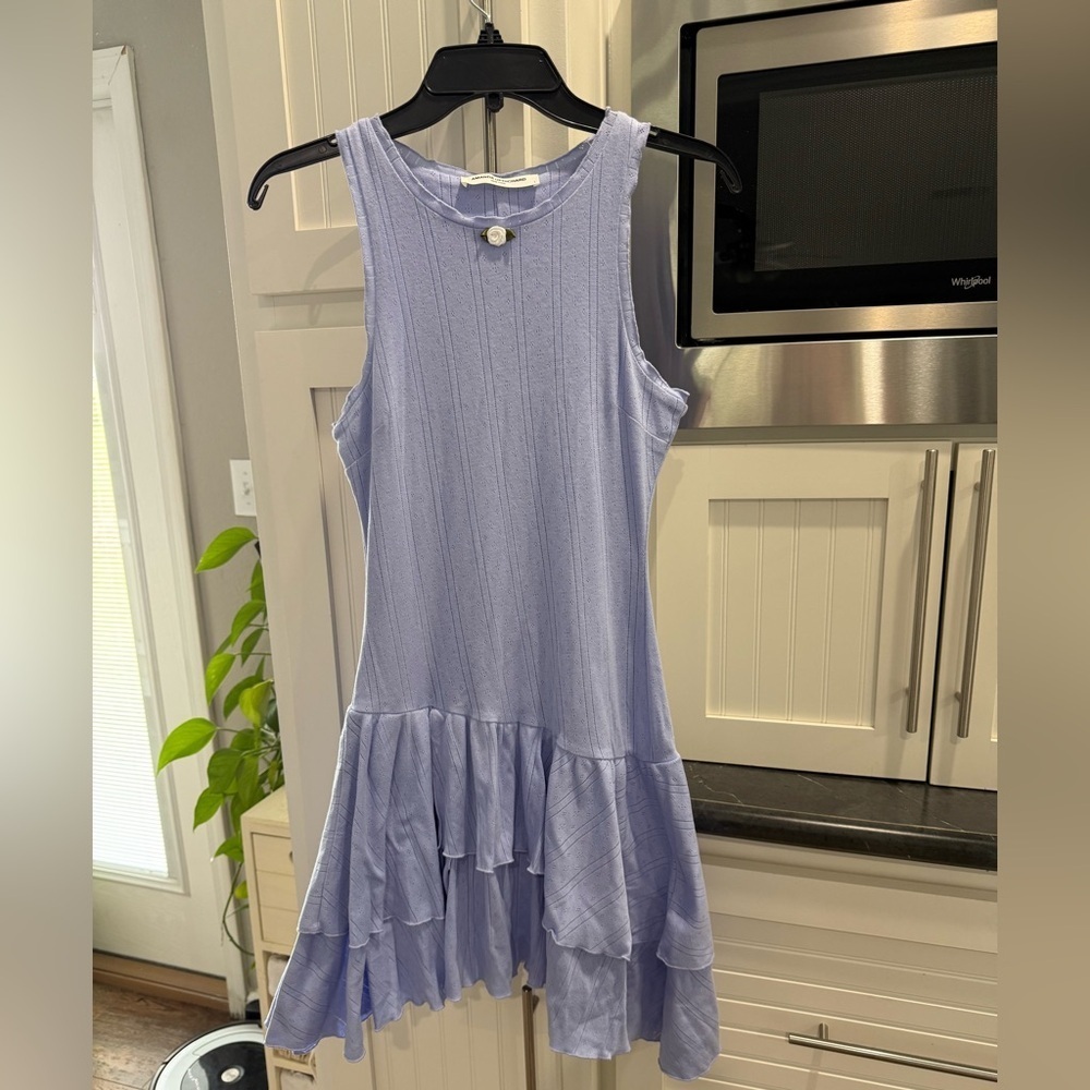 NWOT Amanda Uprichard Pointelle Periwinkle Drop Waist Mini Dress Small